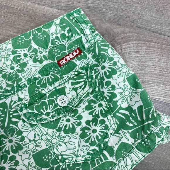 Bongo Tropical Print Button Fly Chino Shorts Green White Juniors 5 - Picture 5 of 8